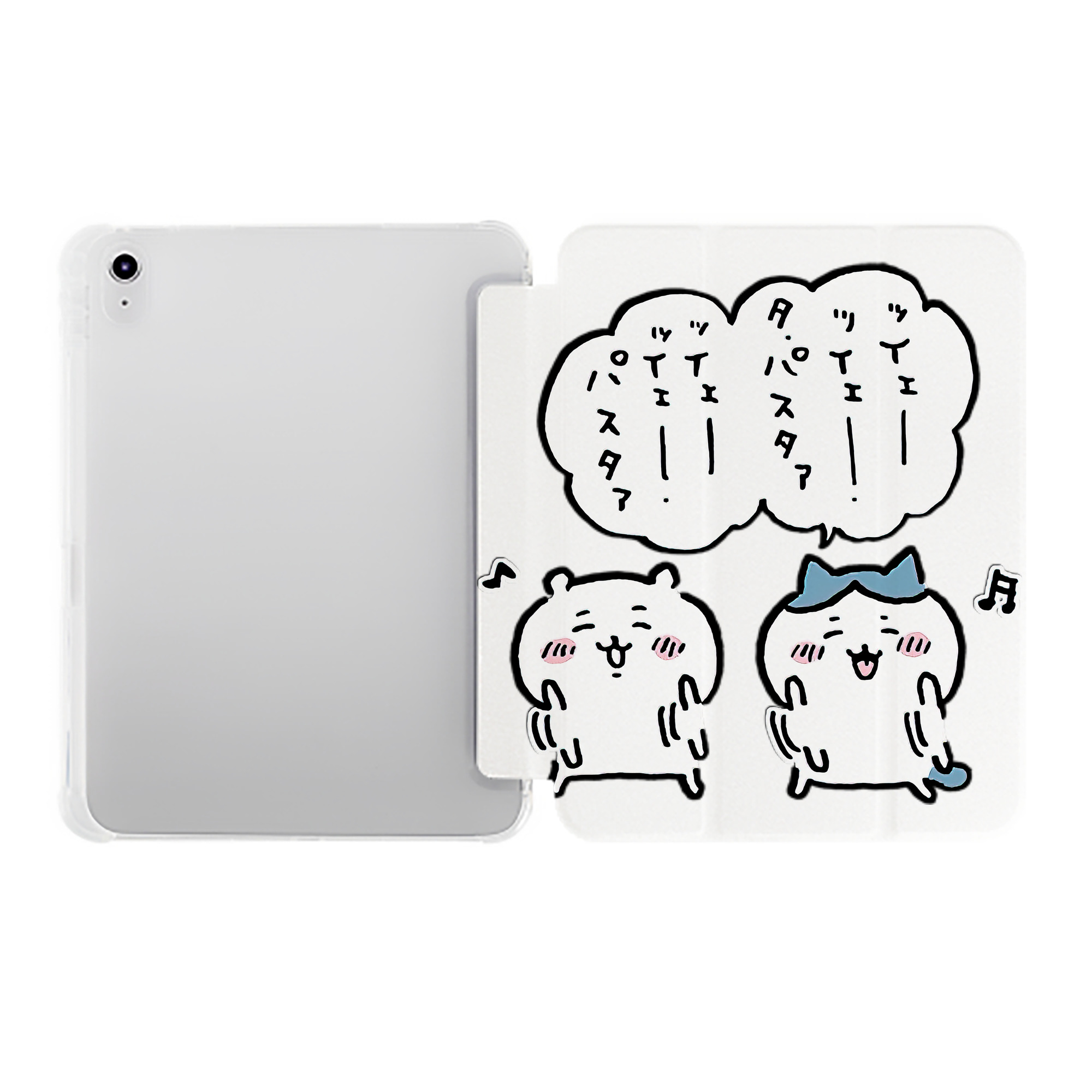 （画像用） ちいかわ ハチワレ Chii-kawa hachiware IPad ケース ペン収納付き 三つ折りスタンド PUレザー×シリコン 対応機種9.5/10.5/10.9インチ
